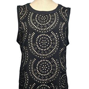 Vince Camuto Laser cut Shell Tank Top Black Sleeveless New w/ Tags NWT size XL